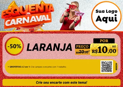 Modelo de Cartaz para Cartaz A4 Horizontal com o tema Esquenta de Carnaval para Hortifrúti