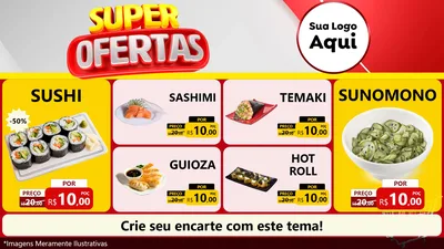 Modelo de TV para TV Horizontal com o tema Super Ofertas para Comida japonesa