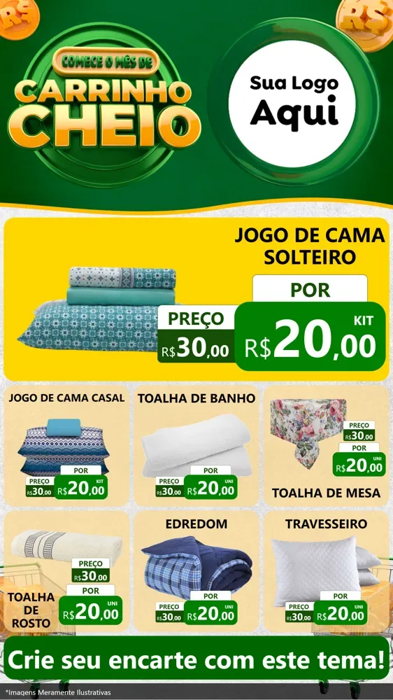 Modelo de Rede Social para Stories com o tema Carrinho Cheio para Cama, Mesa e Banho