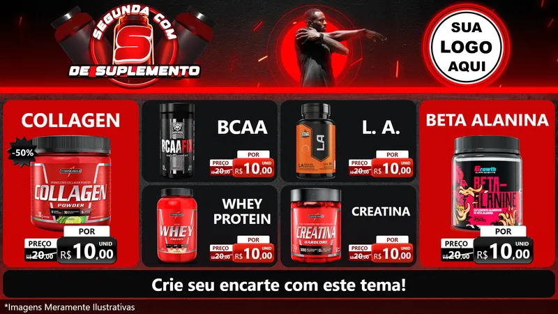 Modelo de TV para TV Horizontal com o tema Segunda com S de Suplemento para Suplementos alimentares