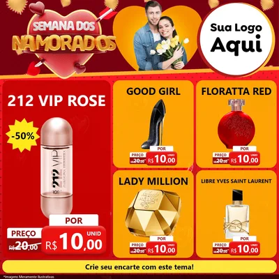 Modelo de Rede Social para Feed Facebook com o tema Semana dos Namorados para Perfumes
