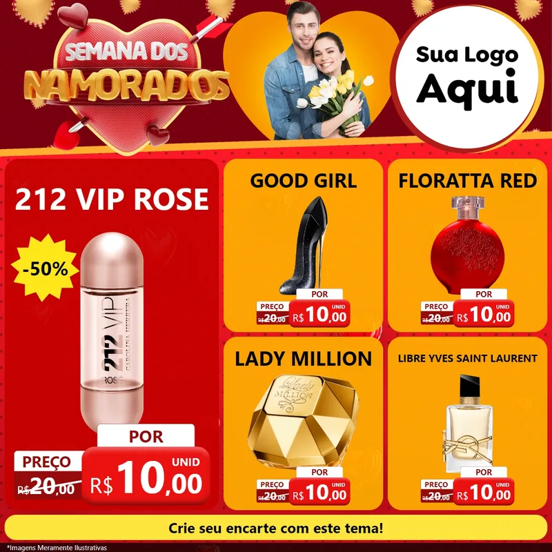 Modelo de Rede Social para Feed Facebook com o tema Semana dos Namorados para Perfumes