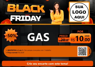 Modelo de Cartaz para Cartaz A4 Horizontal com o tema Black Friday para Água e gás