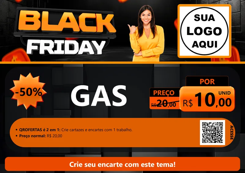 Modelo de Cartaz para Cartaz A4 Horizontal com o tema Black Friday para Água e gás