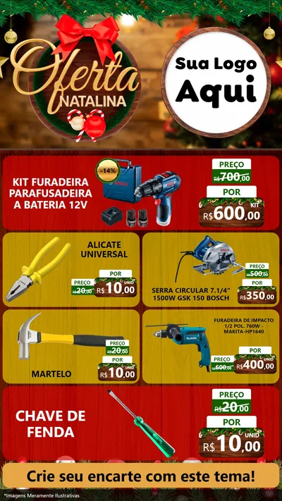Modelo de TV para TV Vertical com o tema Ofertas Natalina para Maquinas e Ferramentas