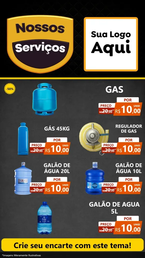 Modelo de TV para TV Vertical com o tema Nossos Serviços para Água e gás