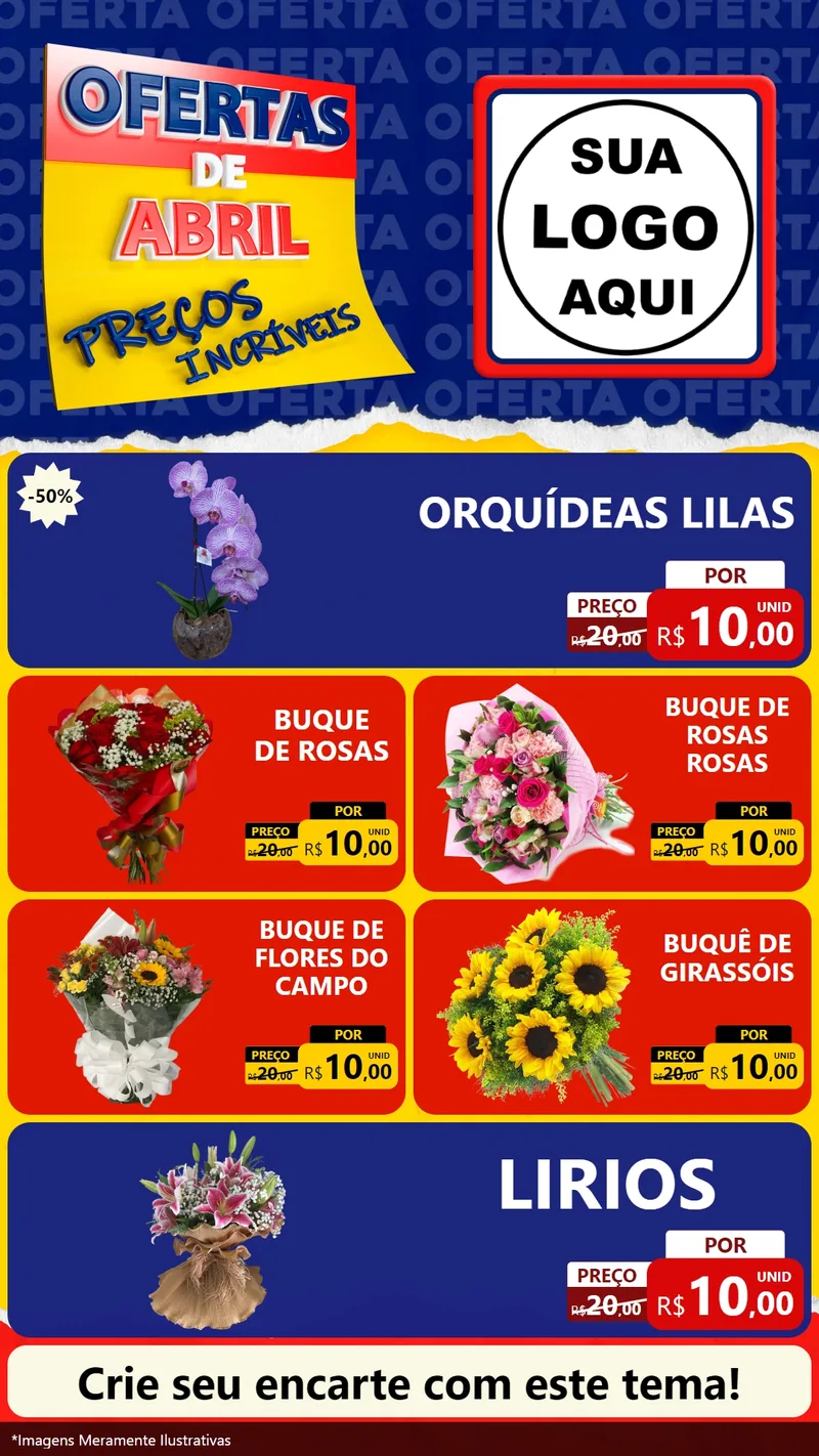 Modelo de TV para TV Vertical com o tema Ofertas de Abril - Preços Incríveis para Floricultura e jardim