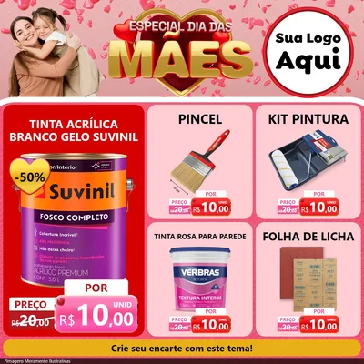 Modelo de Rede Social para Feed Facebook com o tema Especial Dia Das Mães para Tintas e Ferramentas