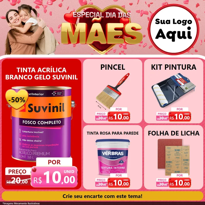 Modelo de Rede Social para Feed Facebook com o tema Especial Dia Das Mães para Tintas e Ferramentas