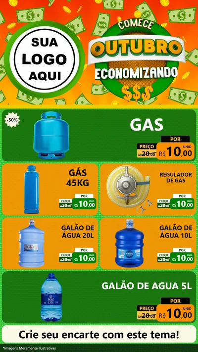 Modelo de TV para TV Vertical com o tema Comece Outubro Economizando para Água e gás