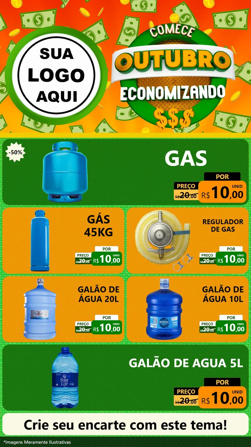 Modelo de TV para TV Vertical com o tema Comece Outubro Economizando para Água e gás