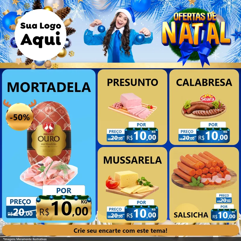 Modelo de Rede Social para Feed Facebook com o tema Ofertas de Natal para Frios e Laticínios