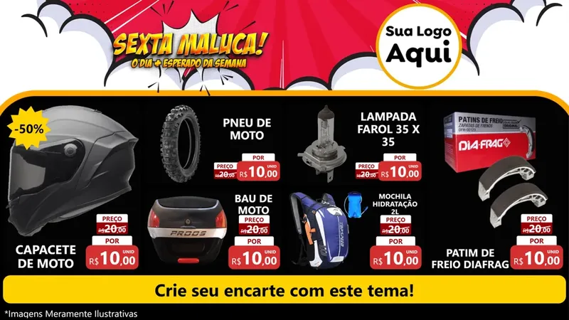 Modelo de TV para TV Horizontal com o tema Sexta Maluca! para Moto peças
