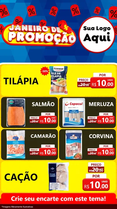 Modelo de TV para TV Vertical com o tema Janeiro de Promoção para Peixaria