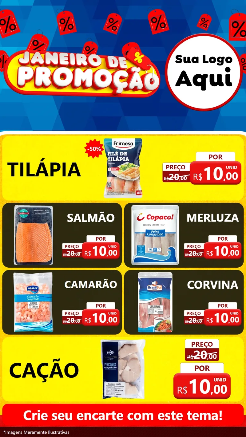 Modelo de TV para TV Vertical com o tema Janeiro de Promoção para Peixaria
