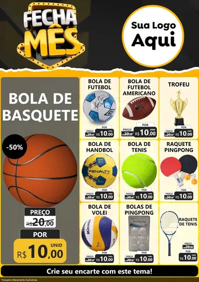 Modelo de Encarte para Encarte A4 Vertical com o tema Fecha Mês para Artigos Esportivos