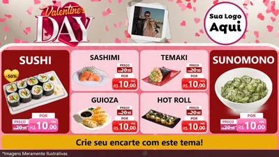 Modelo de TV para TV Horizontal com o tema Valentine's Day para Comida japonesa