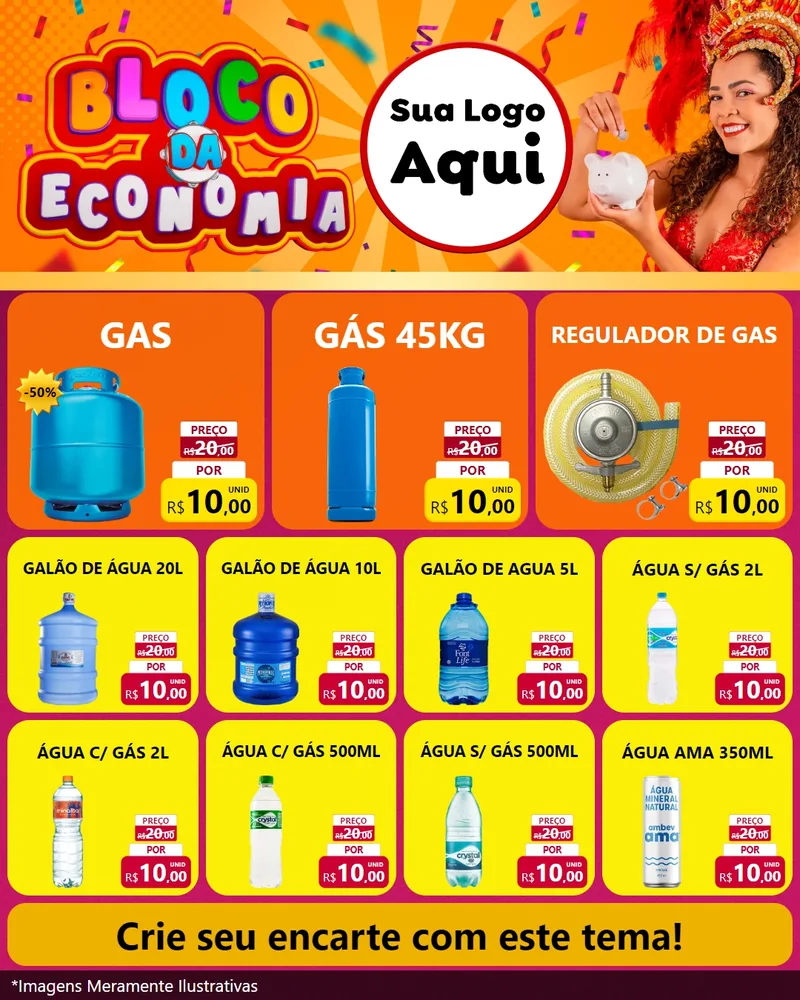 Modelo de Rede Social para Feed Instagram com o tema Bloco da Economia para Água e gás