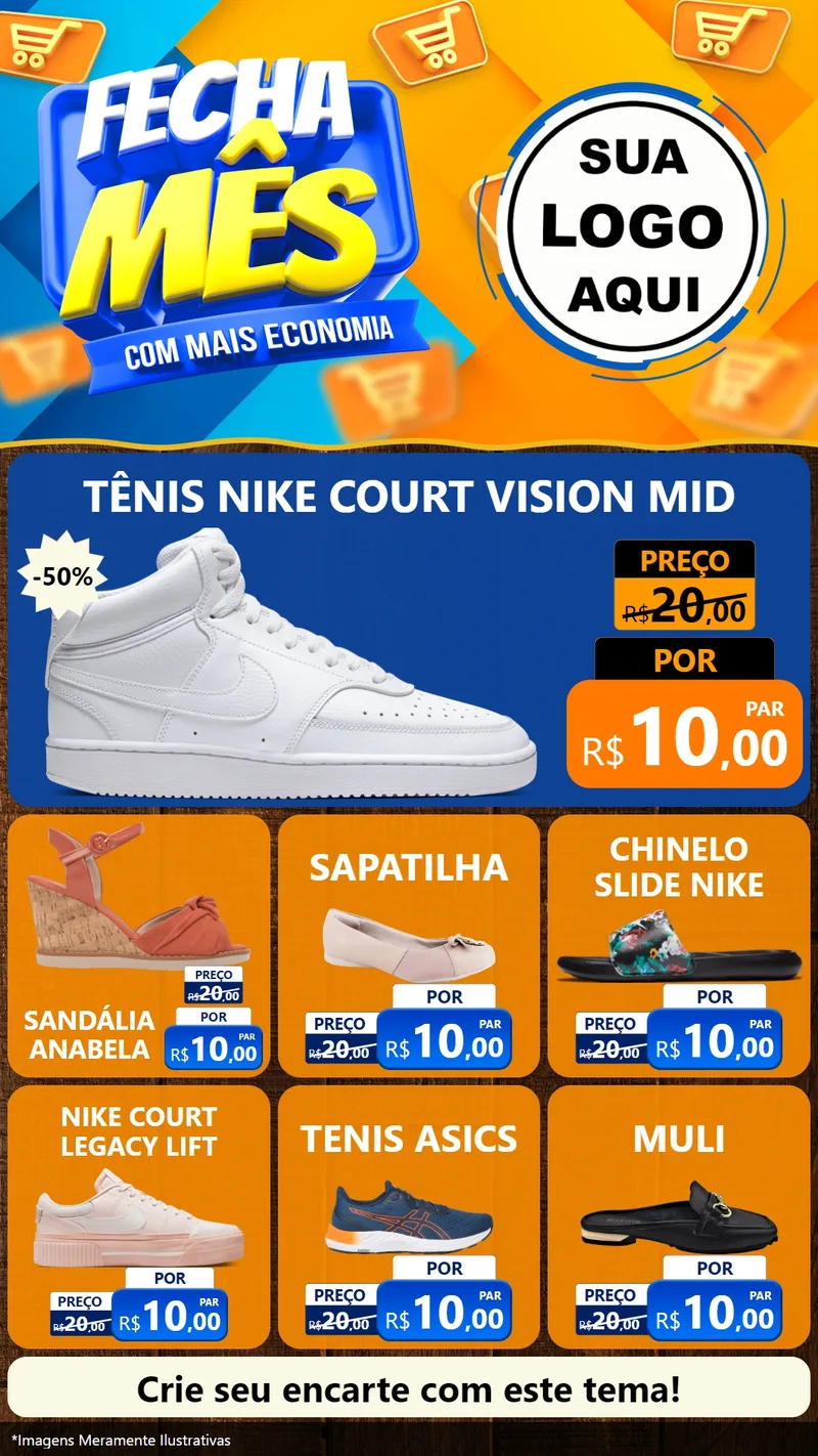 Modelo de Rede Social para Stories com o tema Fecha Mês Com Mais Economia para Calçados