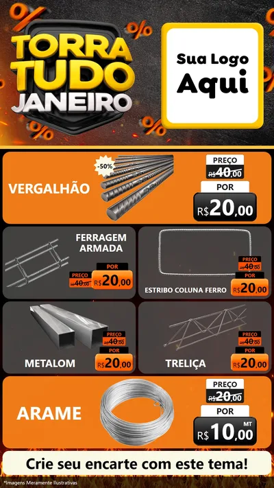 Modelo de TV para TV Vertical com o tema Torra Tudo Janeiro para Ferragens