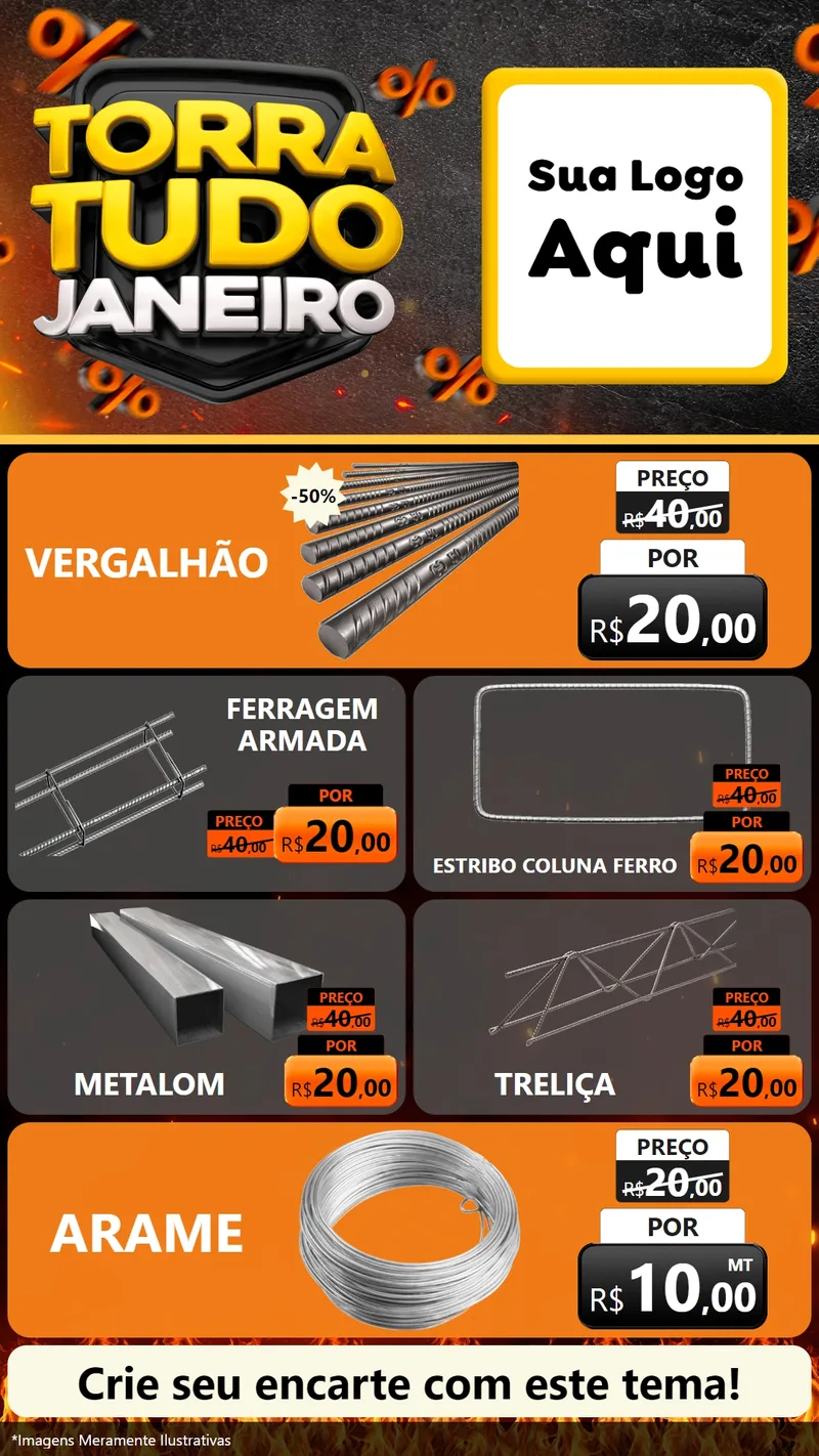 Modelo de TV para TV Vertical com o tema Torra Tudo Janeiro para Ferragens