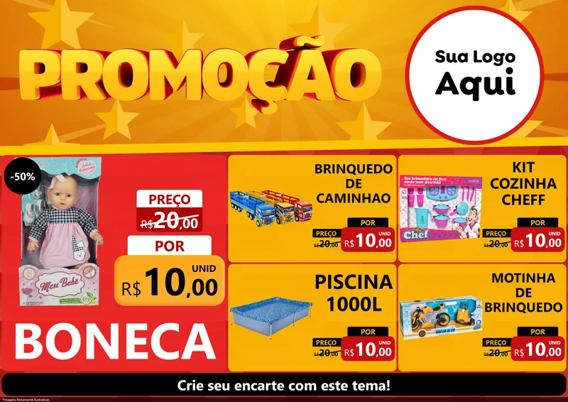 Modelo de Encarte para Encarte A4 Horizontal com o tema Promoção para Brinquedos