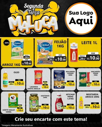Modelo de Rede Social para Feed Instagram com o tema Segunda e Terça Maluca para Supermercado