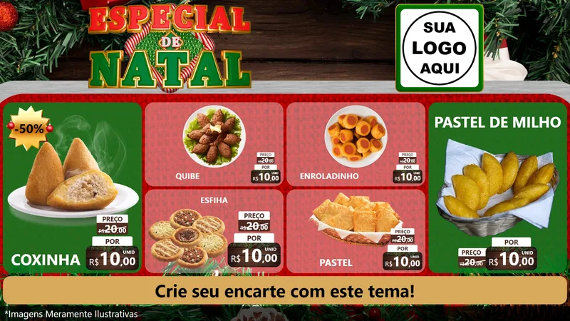 Modelo de TV para TV Horizontal com o tema Especial de Natal para Salgadaria