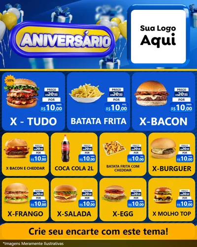 Modelo de Rede Social para Feed Instagram com o tema Aniversário para Hamburgueria