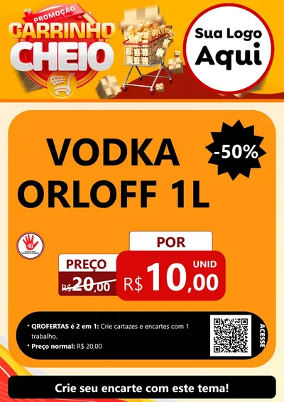 Modelo de Cartaz para Cartaz A4 Vertical com o tema Promoção carrinho cheio para Distribuidora de bebidas