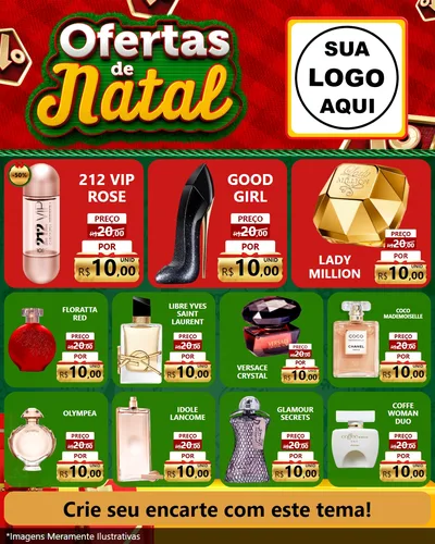 Modelo de Rede Social para Feed Instagram com o tema Ofertas de Natal para Perfumes