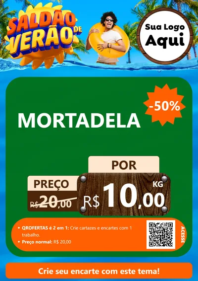 Modelo de Cartaz para Cartaz A4 Vertical com o tema Saldão de Verão para Frios e Laticínios