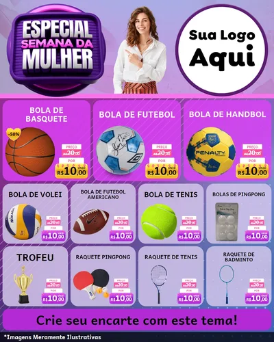 Modelo de Rede Social para Feed Instagram com o tema Especial Semana da Mulher para Artigos Esportivos