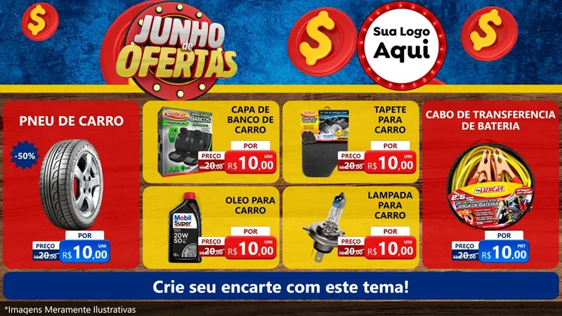 Modelo de TV para TV Horizontal com o tema Junho de Ofertas para Auto peças