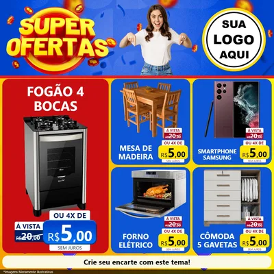 Modelo de Rede Social para Feed Facebook com o tema Super Ofertas para Móveis e Eletro