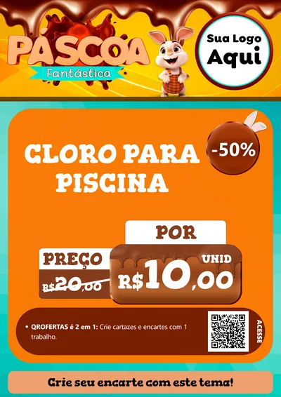Modelo de Cartaz para Cartaz A4 Vertical com o tema Páscoa Fantástica para Produtos para Piscina