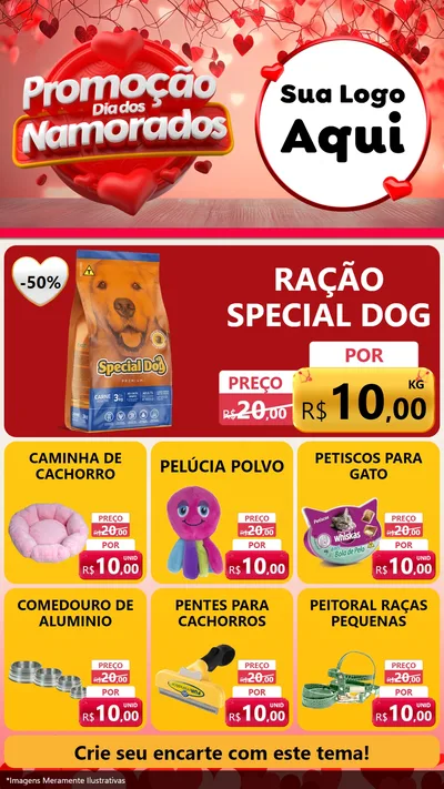 Modelo de Rede Social para Stories com o tema Promoção Dia dos Namorados para Pet Shop