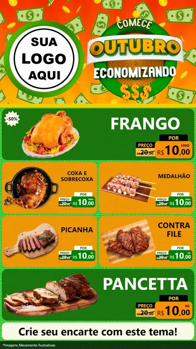 Modelo de TV para TV Vertical com o tema Comece Outubro Economizando para Assados