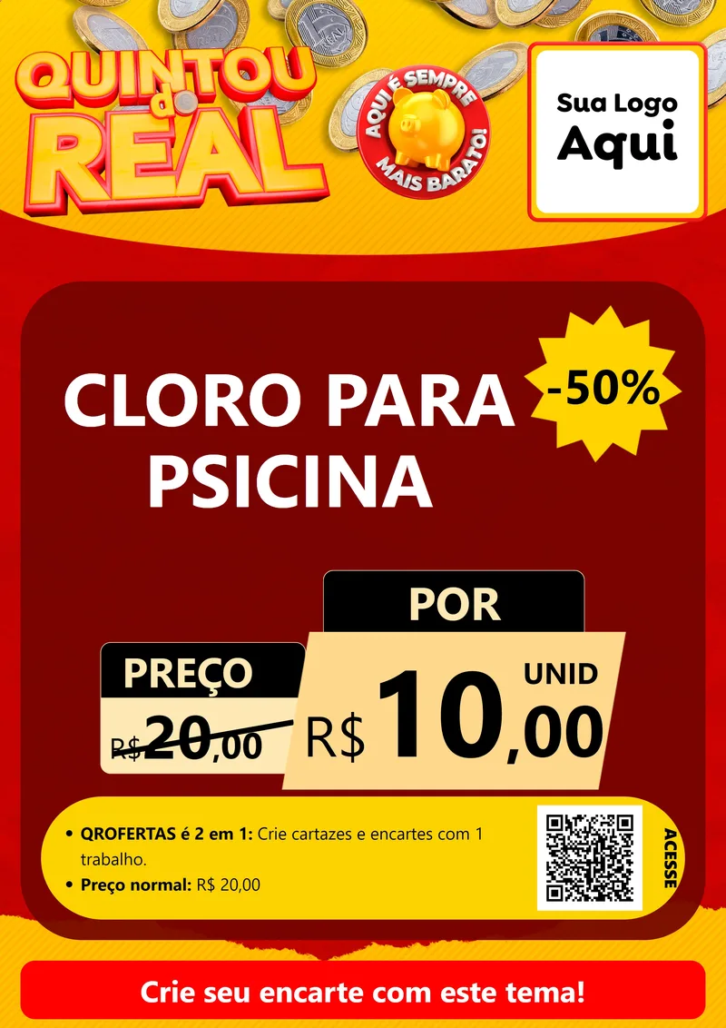 Modelo de Cartaz para Cartaz A4 Vertical com o tema Quintou do Real para Produtos para Piscina