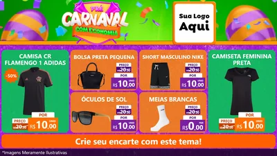 Modelo de TV para TV Horizontal com o tema Pré-Carnaval Com Economia para Roupas e acessórios