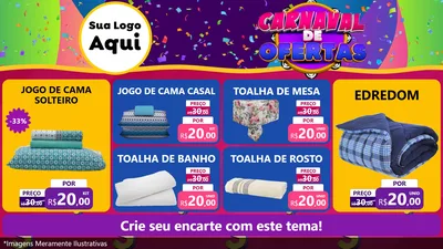 Modelo de TV para TV Horizontal com o tema Carnaval de Ofertas para Cama, Mesa e Banho