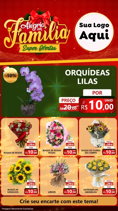 Modelo de Rede Social para Stories com o tema Alegria em Família Super Ofertas - Natal para Floricultura e jardim