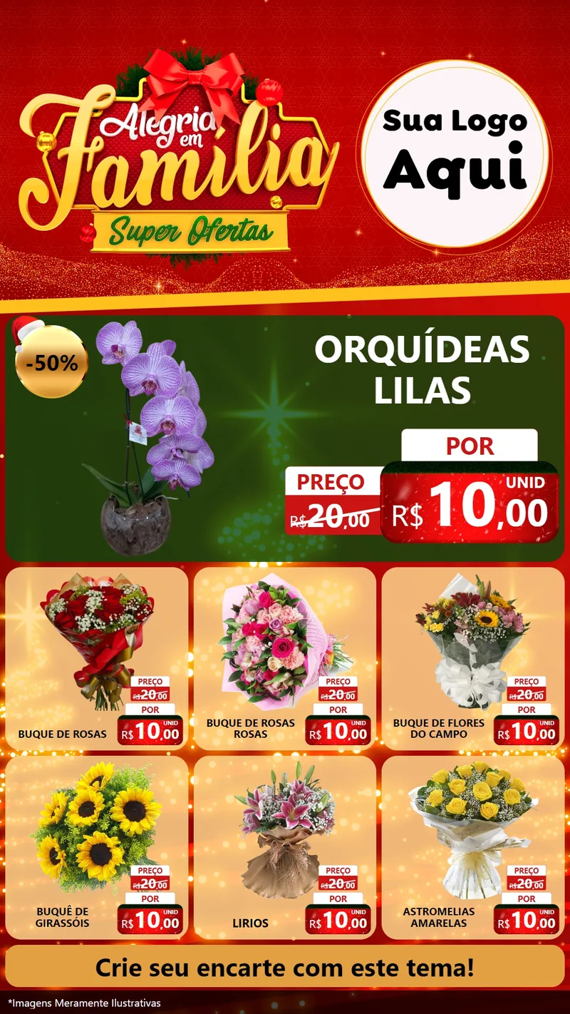 Modelo de Rede Social para Stories com o tema Alegria em Família Super Ofertas - Natal para Floricultura e jardim