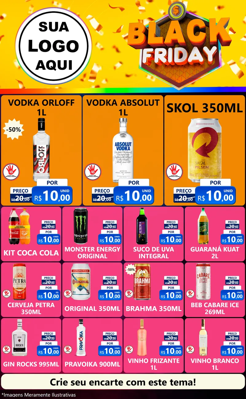 Modelo de Encarte para Encarte Grande com o tema Black Friday para Distribuidora de bebidas