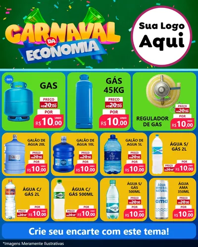 Modelo de Rede Social para Feed Instagram com o tema Carnaval da Economia para Água e gás