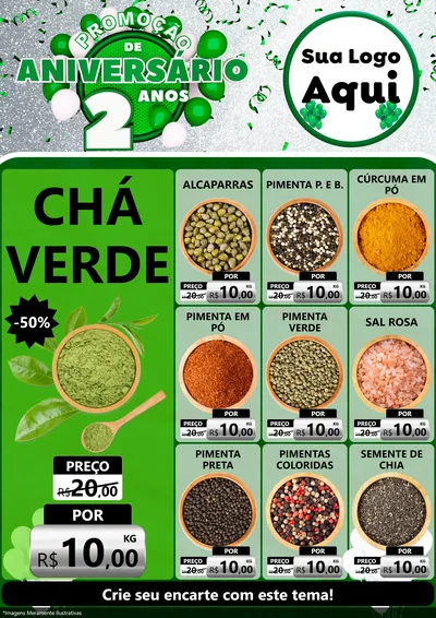 Modelo de Encarte para Encarte A4 Vertical com o tema Promoção de Aniversário - 2 Anos para Produtos Naturais