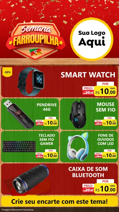 Modelo de TV para TV Vertical com o tema Semana Farroupilha para Informática