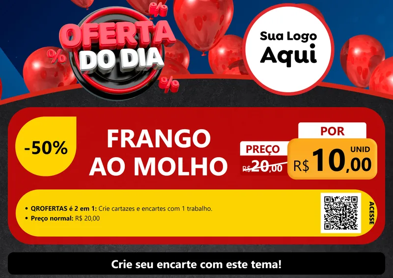Modelo de Cartaz para Cartaz A4 Horizontal com o tema Oferta do Dia para Restaurante