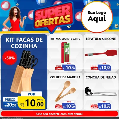 Modelo de Rede Social para Feed Facebook com o tema Super Ofertas para Utilidades Domésticas