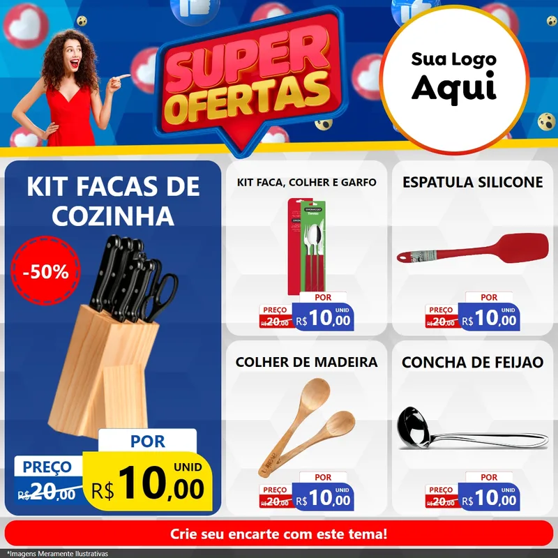Modelo de Rede Social para Feed Facebook com o tema Super Ofertas para Utilidades Domésticas
